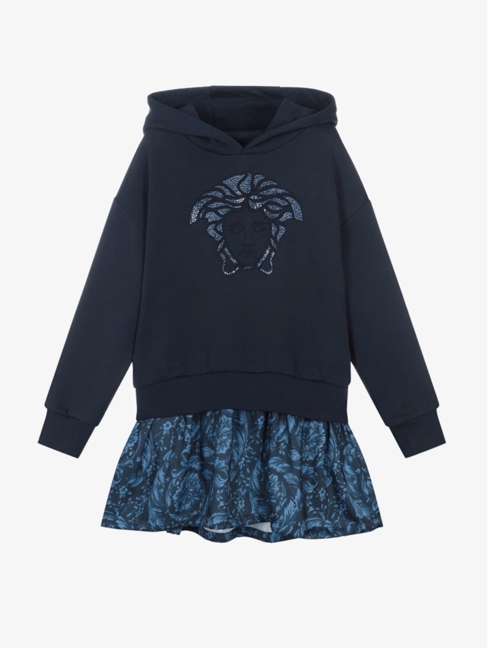 NWT! Versace Girls Navy Crystal Front Dress - 14Y